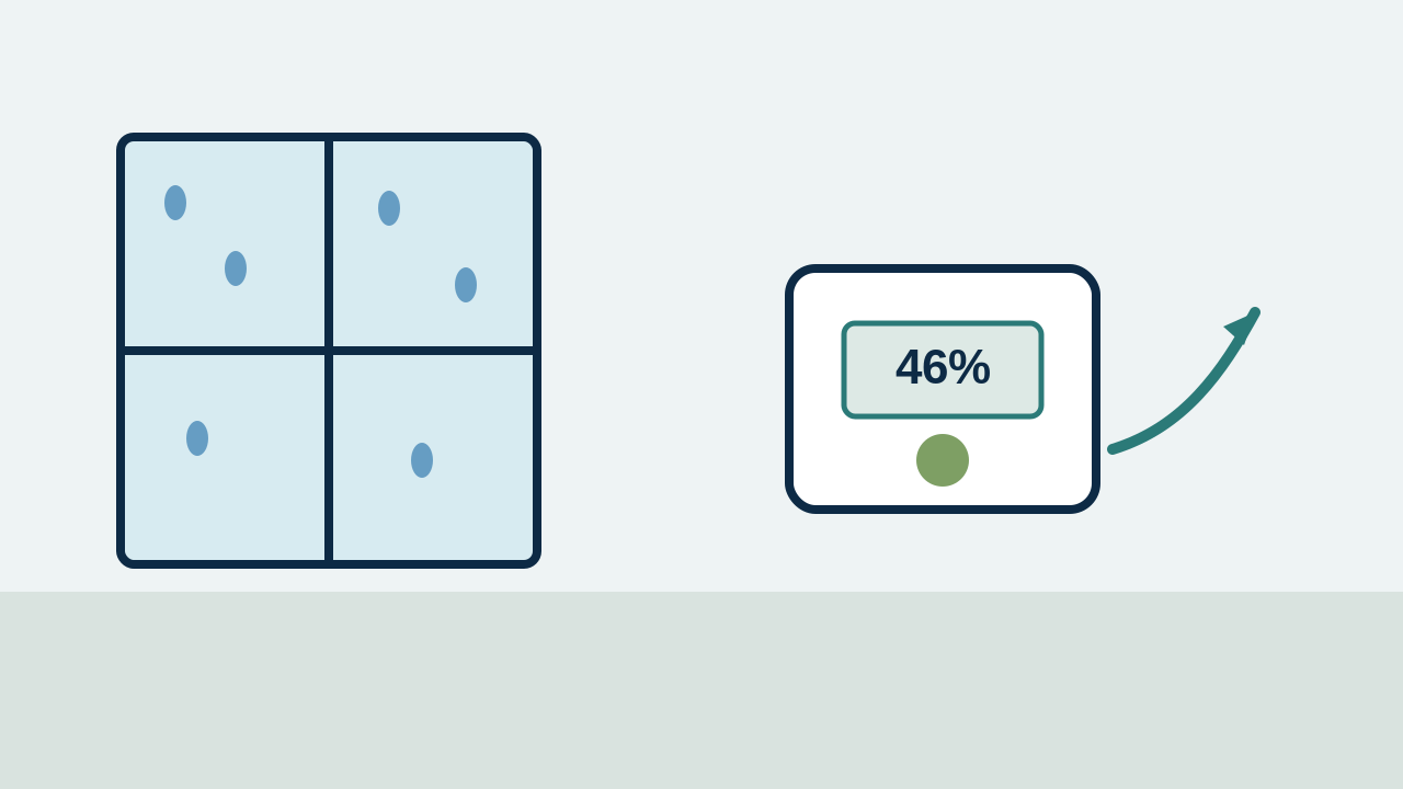 Illustration of a homeowner reading a humidity gauge next to a window with condensation.