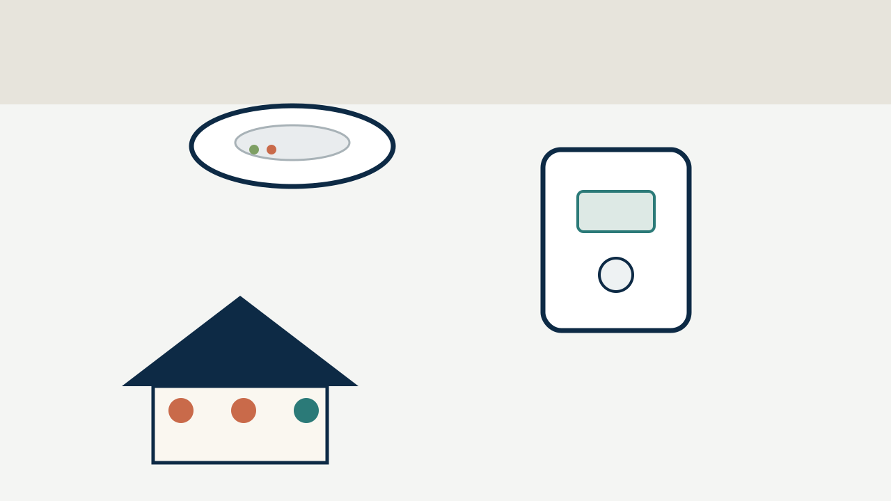 Illustration of residential smoke and carbon monoxide alarms.